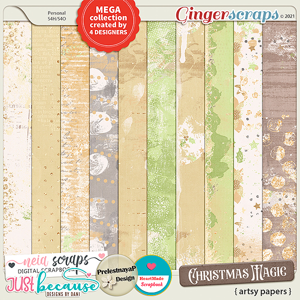 Christmas Magic Artsy Papers by JB Studio, HeartMade Scrapbook, Neia Scraps and PrelestnayaP Designs
