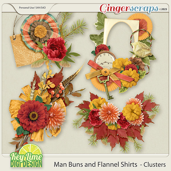 Man Buns and Flannel Shirts Clusters by Key Lime Digi Design