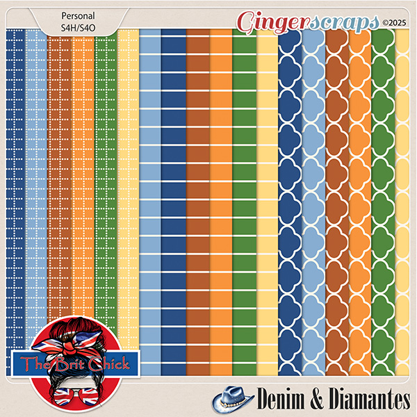 Denim & Diamantes Patterned Papers By The Brit Chick