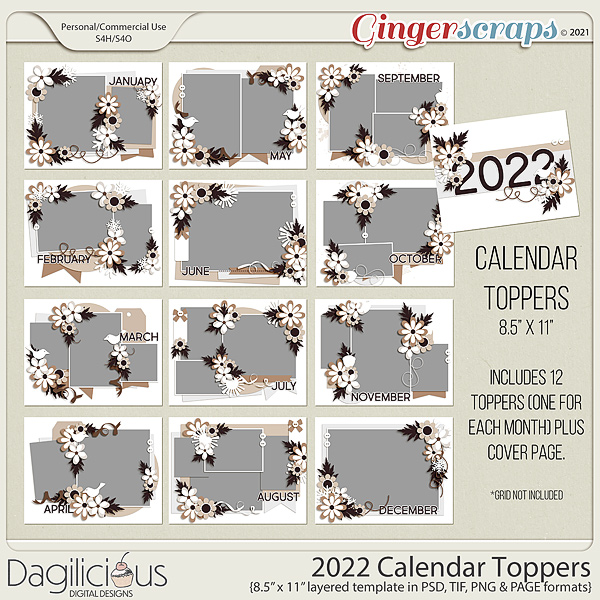 2022 Calendar Toppers Templates by Dagilicious