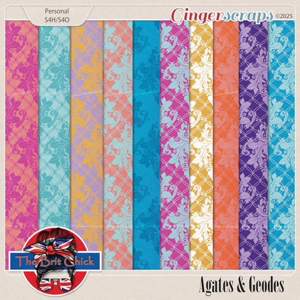 Agate & Geodes Damask Papers By The Brit Chick