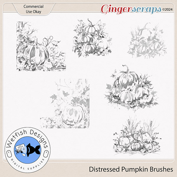 Distressed Pumpkin Brushes by Wetfish Designs