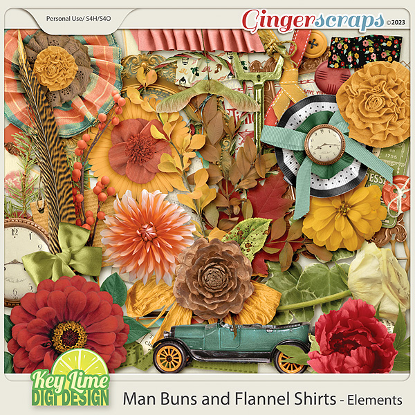 Man Buns and Flannel Shirts Elements by Key Lime Digi Design