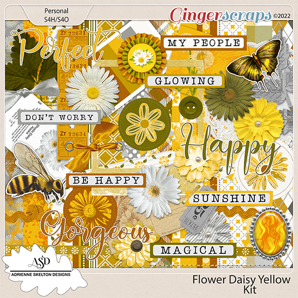 Flower Daisy Yellow-By Adrienne Skelton Designs