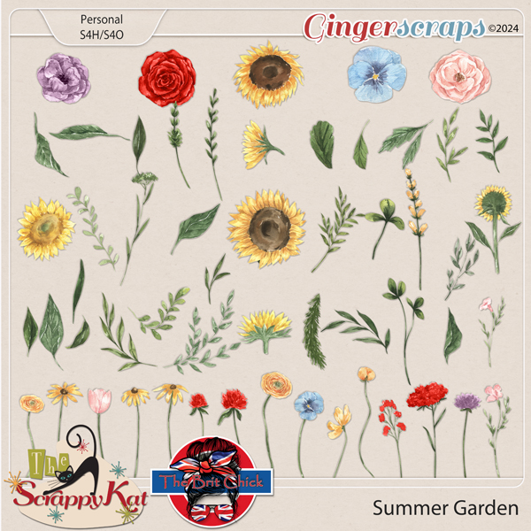 Summer Garden Flowers & Leaves Add-on by The Scrappy Kat