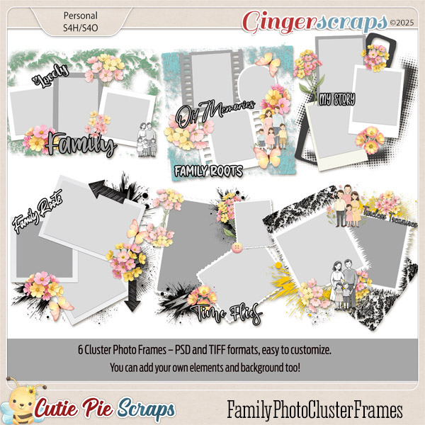 Clusters Photo Frames For Family -PSD-TIF