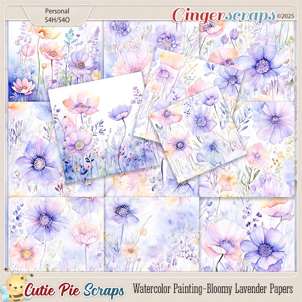 Watercolor Painting-Bloomy Lavender Papers