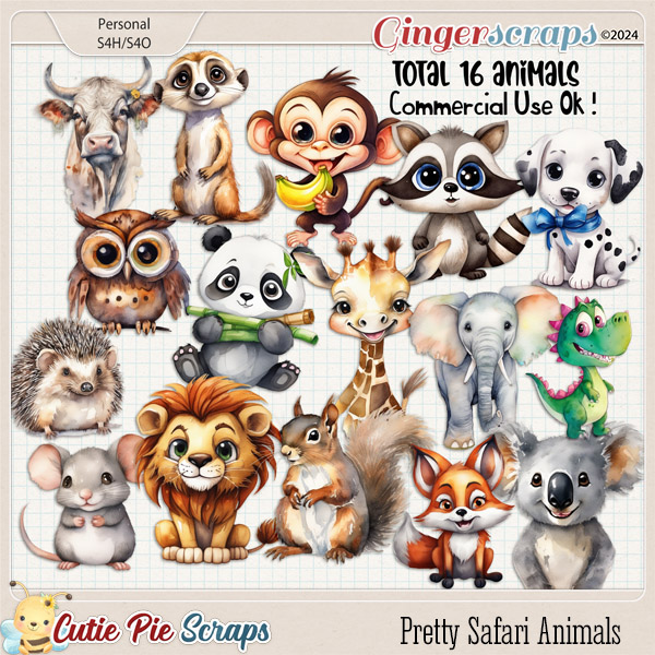 CU Pretty Safari Animals Cliparts 01