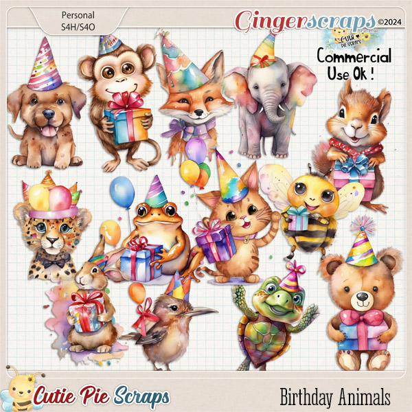 CU Birthday Animals Cliparts 01