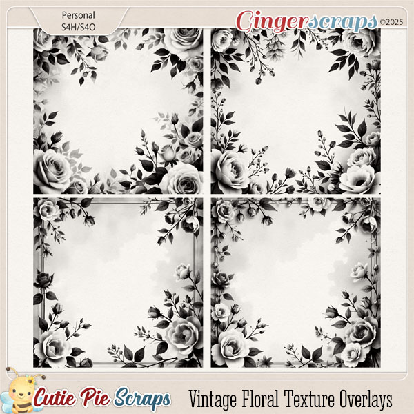 Vintage Floral Texture Overlays 01