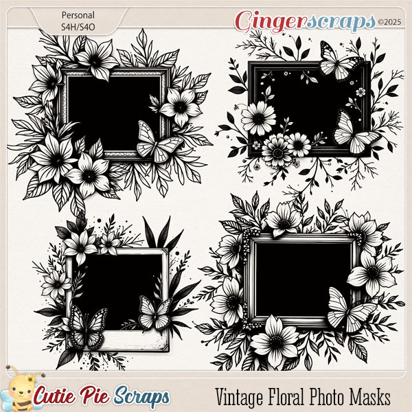Vintage Floral Photo Masks 02