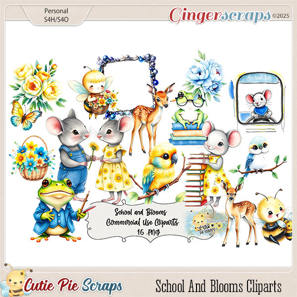 CU School & Blooms Cliparts