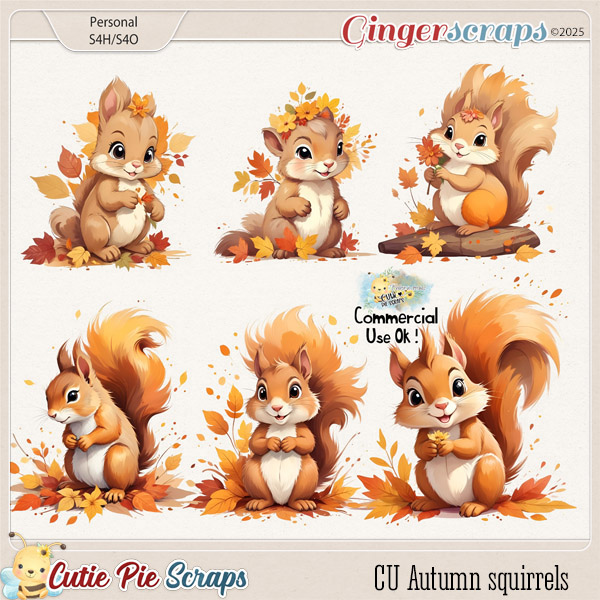 CU- Autumn Squirrels-Cliparts