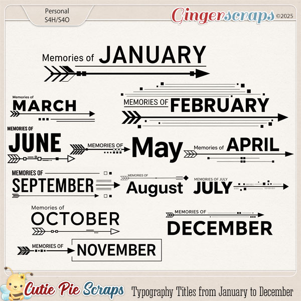 Typography Titles from January to December