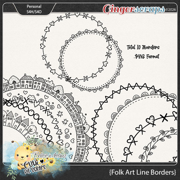 Folk Art Line Circle Page Borders