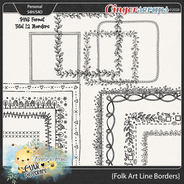 Folk Art Line Page Borders