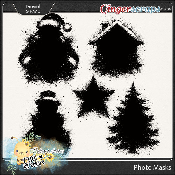 Grunge Christmas Shapes Photo Masks