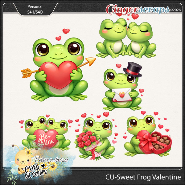 CU-Sweet Frog Valentine Cliparts