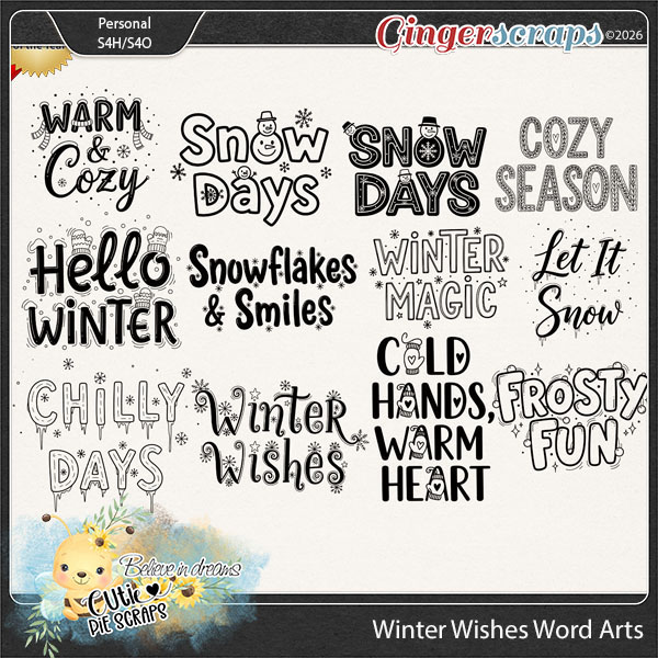 Winter Wishes Word Arts
