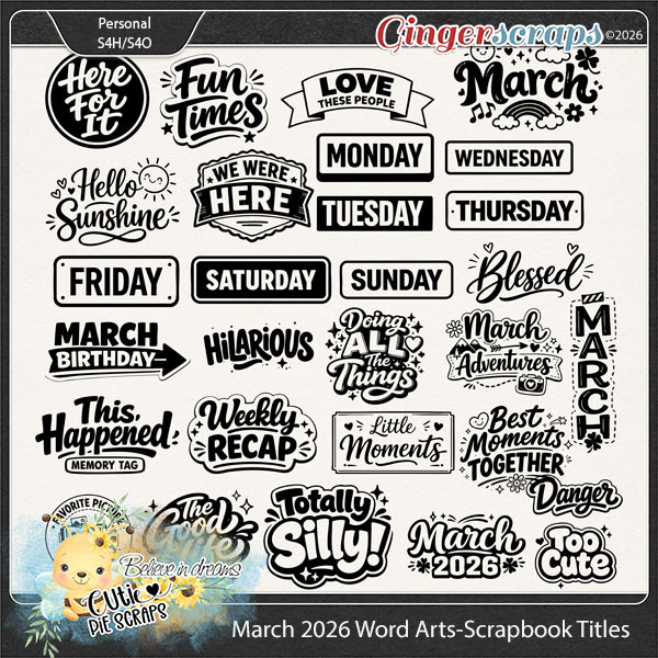 March 2026 Word Arts-Scrapbook Titles
