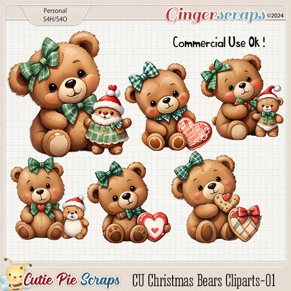 CU Christmas Bears Cliparts 01