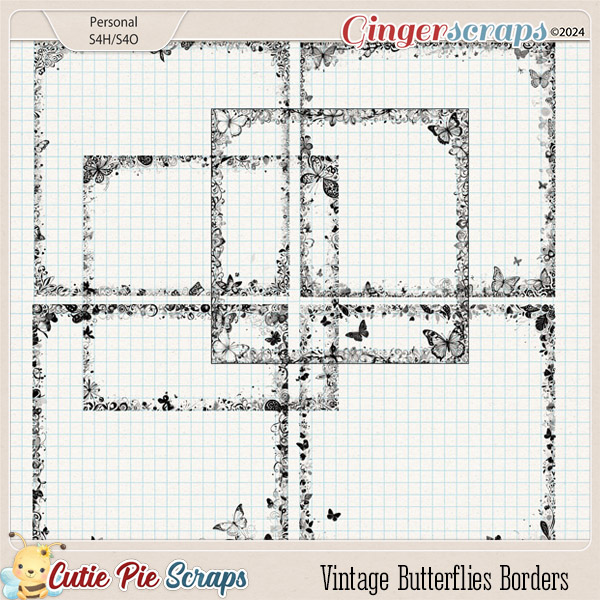 Vintage Butterflies Borders