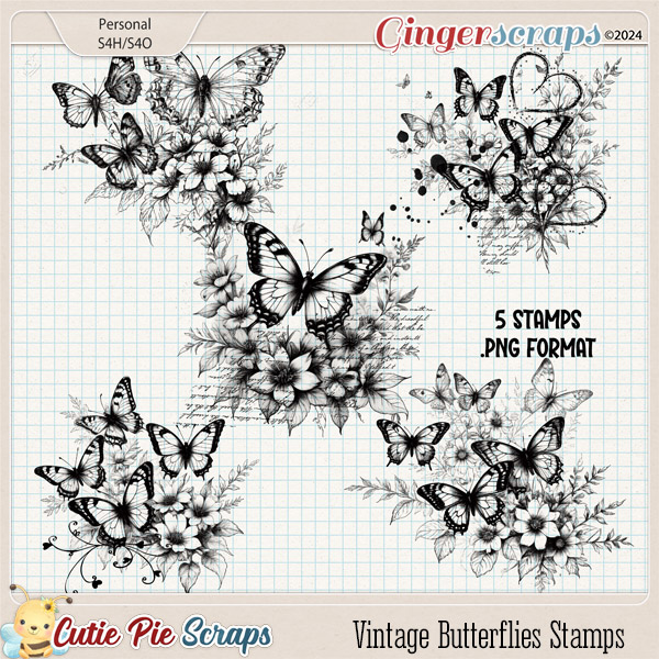 Vintage Butterflies Stamps VOL 02