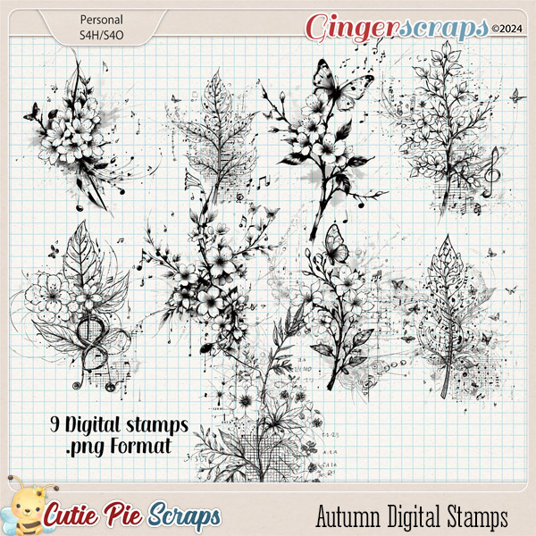 Vintage Autumn Digital Stamps 01