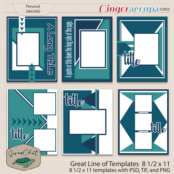 Great Line of Templates 8 1/2 x 11 Template Set by ScrapChat Designs