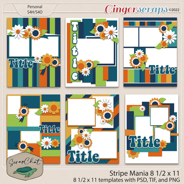 Stripe Mania 8 1/2 x 11 Template Set by ScrapChat Designs