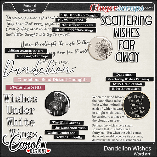 Dandelion Wishes-Word art