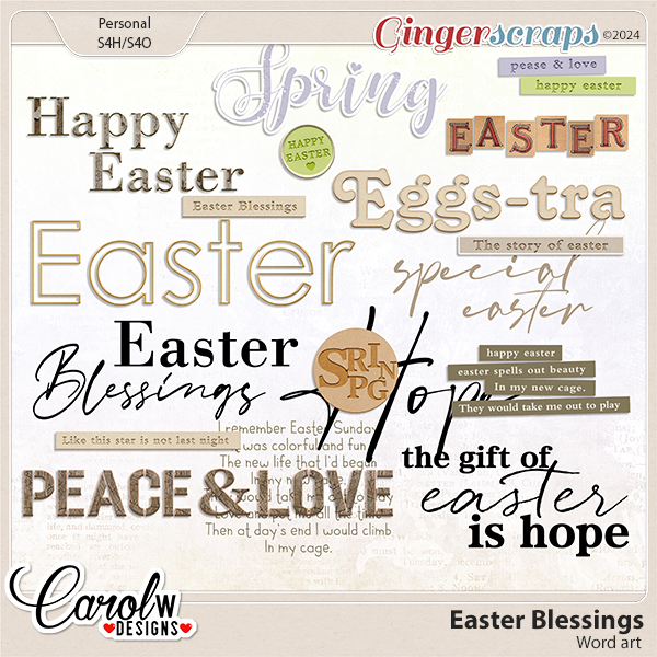 Easter Blessings-Word art