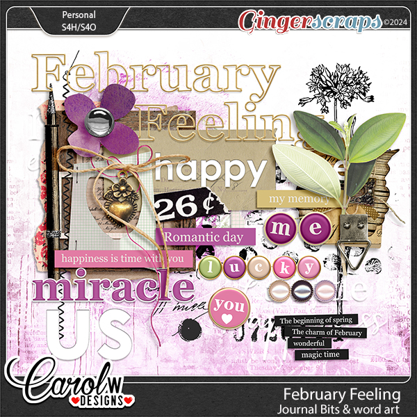 February Feeling-Journal Bits & word art