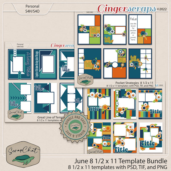 June 8 1/2 x 11 Template Set Bundle by ScrapChat Designs