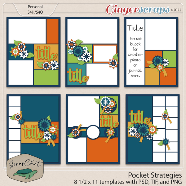 Pocket Strategies 8 1/2 x 11 Template Set by ScrapChat Designs