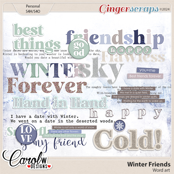 Winter Friends-Word art