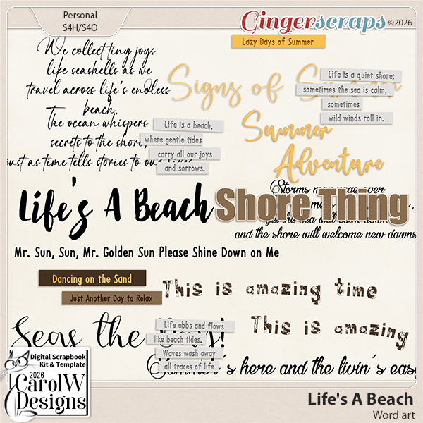 Life's A Beach-Word art