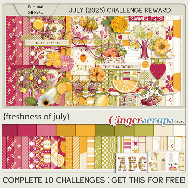 Monthly Challenge Reward digital scrapbooking kit by The GingerBread Ladies — free for completing forum challenges at GingerScraps.