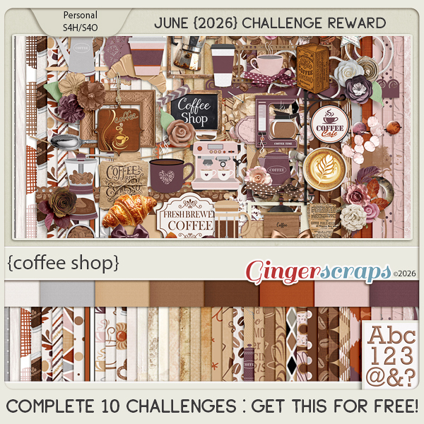 Monthly Challenge Reward digital scrapbooking kit by The GingerBread Ladies — free for completing forum challenges at GingerScraps.