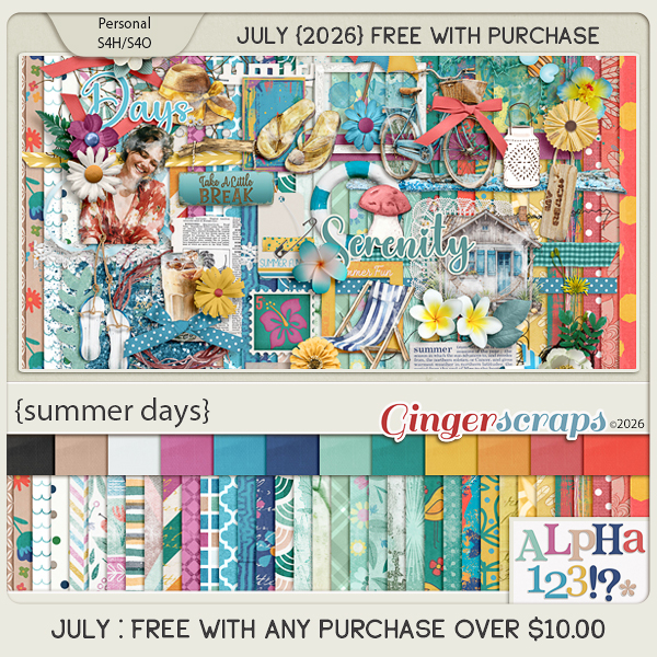 Monthly Free With Purchase digital scrapbooking kit by The GingerBread Ladies at GingerScraps — free with a $10 purchase.