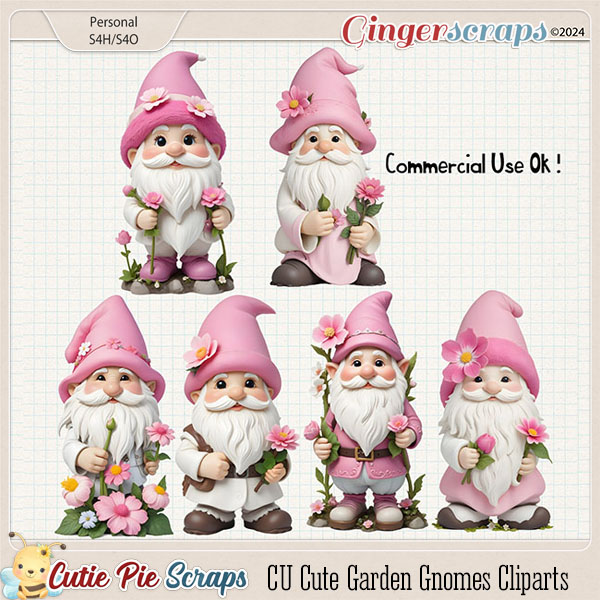 CU Cute Garden Gnomes Cliparts