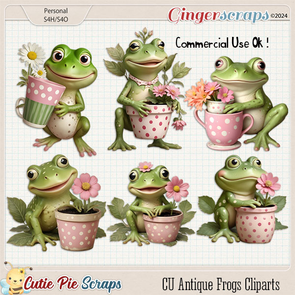 CU Antique Frogs Cliparts