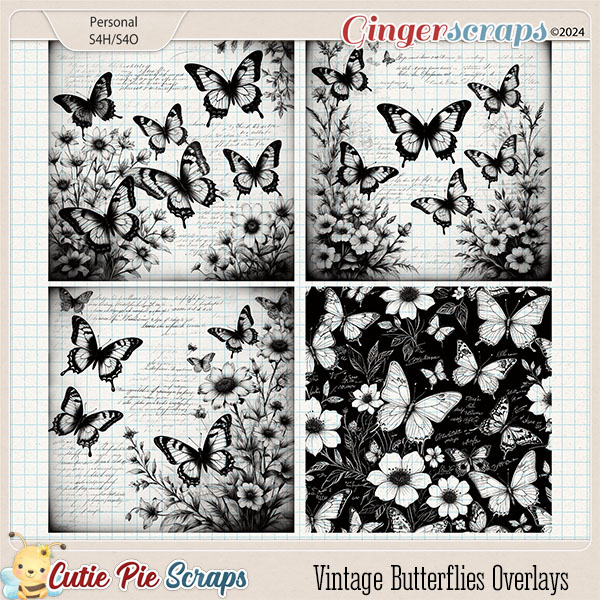 Vintage Butterflies Overlays 01