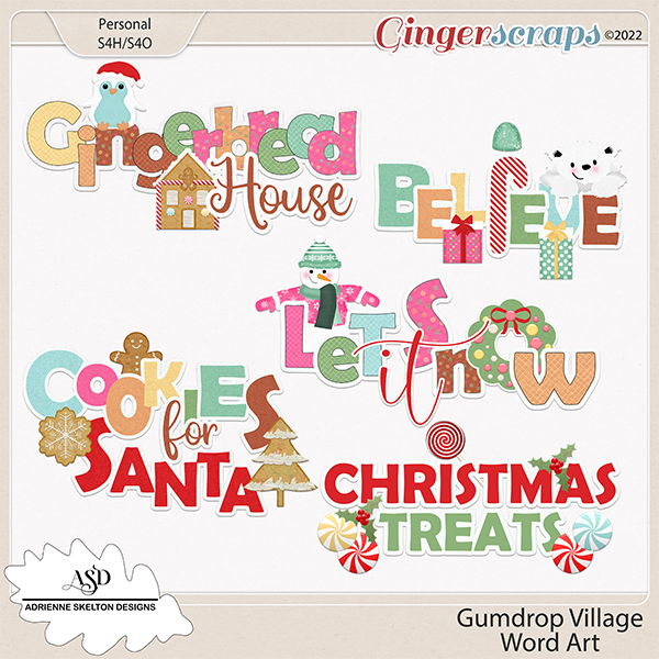 Gumdrop Village Word Art- By Adrienne Skelton Designs 