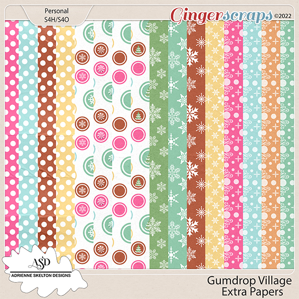 Gumdrop Village Extra Papers- By Adrienne Skelton Designs  