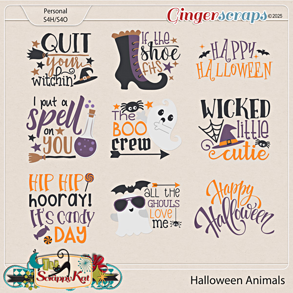 Halloween Animals Word Art by The Scrappy Kat