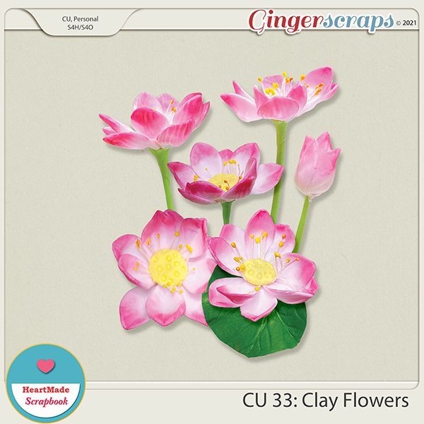 CU 33- Clay flowers - pink lotus