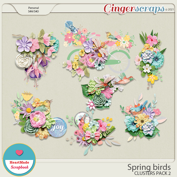 Spring birds - clusters pack 2