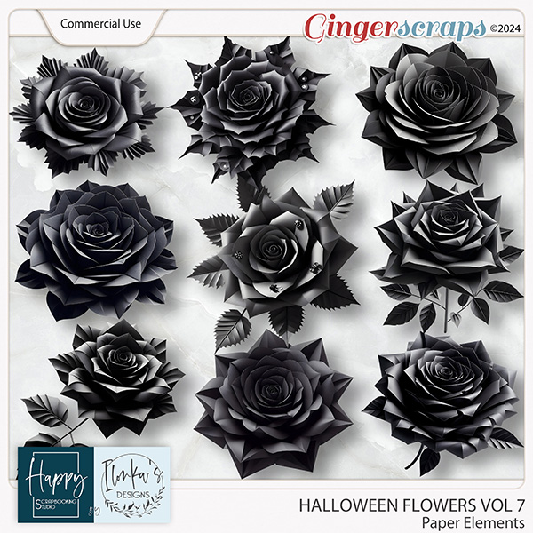 CU Halloween Paper Flowers Vol 7 by Happy Scrapbooking Studio