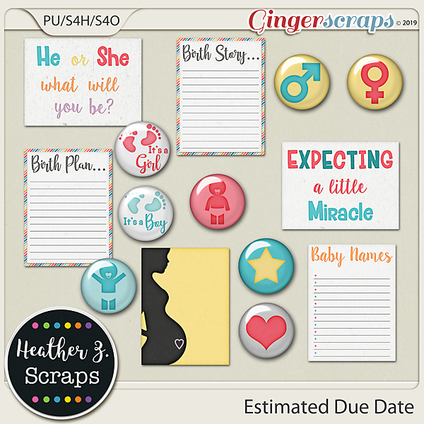 Estimated Due Date FLAIRS & JOURNAL CARDS by Heather Z Scraps